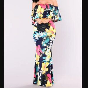 Navy Tropical Dress - Fashion Nova